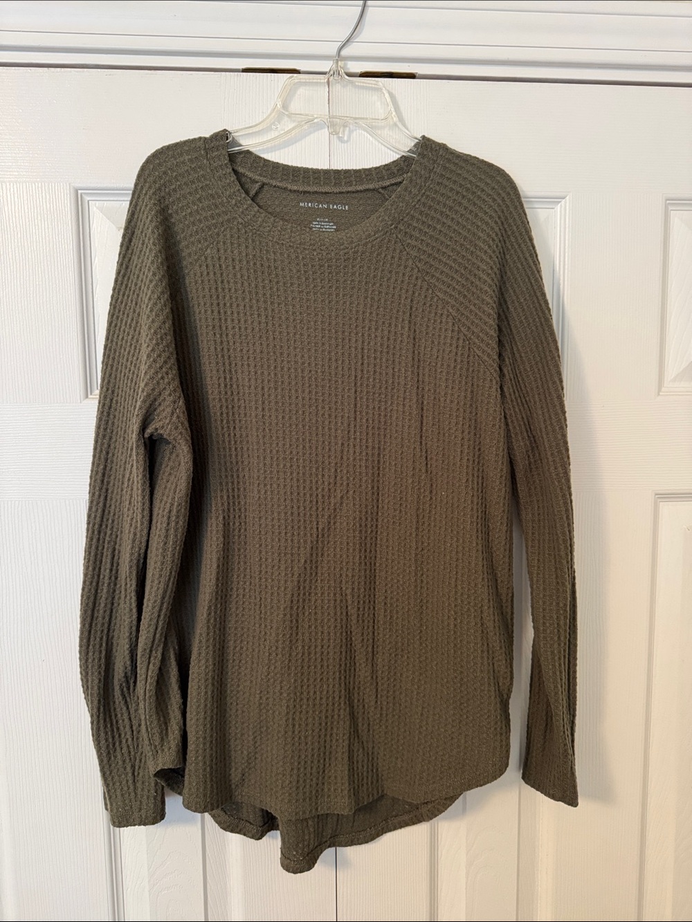 American Eagle Outfitters Olive Green Waffle Knit Sweater